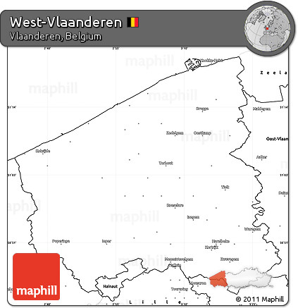Blank Simple Map of West-Vlaanderen