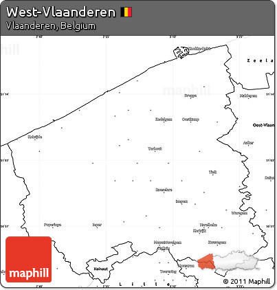 Blank Simple Map of West-Vlaanderen