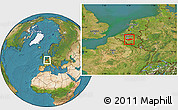 Satellite Location Map of Brabant Wallon