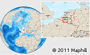 Shaded Relief Location Map of Brabant Wallon