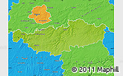 Physical Map of Brabant Wallon, political outside