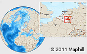 Shaded Relief Location Map of Liege, highlighted country, within the entire country
