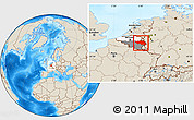 Shaded Relief Location Map of Liege, highlighted country, highlighted parent region