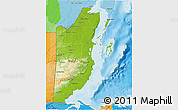 Physical 3D Map of Belize, political outside