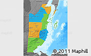 Political 3D Map of Belize, darken, desaturated, land only