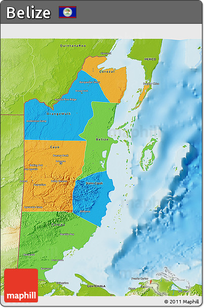 Political 3D Map of Belize, physical outside