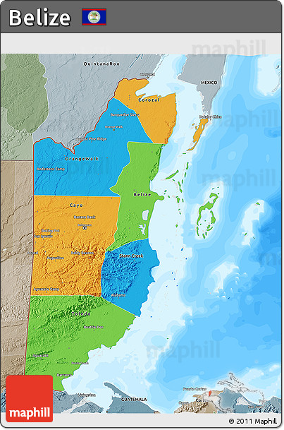 Political 3D Map of Belize, semi-desaturated, land only