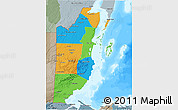 Political 3D Map of Belize, semi-desaturated, land only