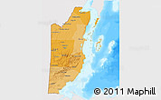 Political Shades 3D Map of Belize, single color outside, bathymetry sea