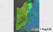 Satellite 3D Map of Belize, darken, desaturated, land only