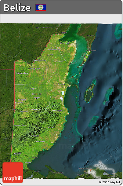 Satellite 3D Map of Belize, darken