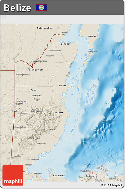 Shaded Relief 3D Map of Belize