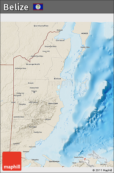 Shaded Relief 3D Map of Belize