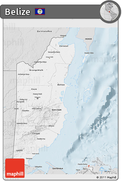 Silver Style 3D Map of Belize