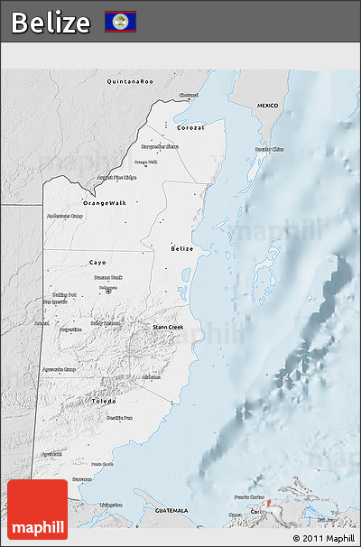 Silver Style 3D Map of Belize