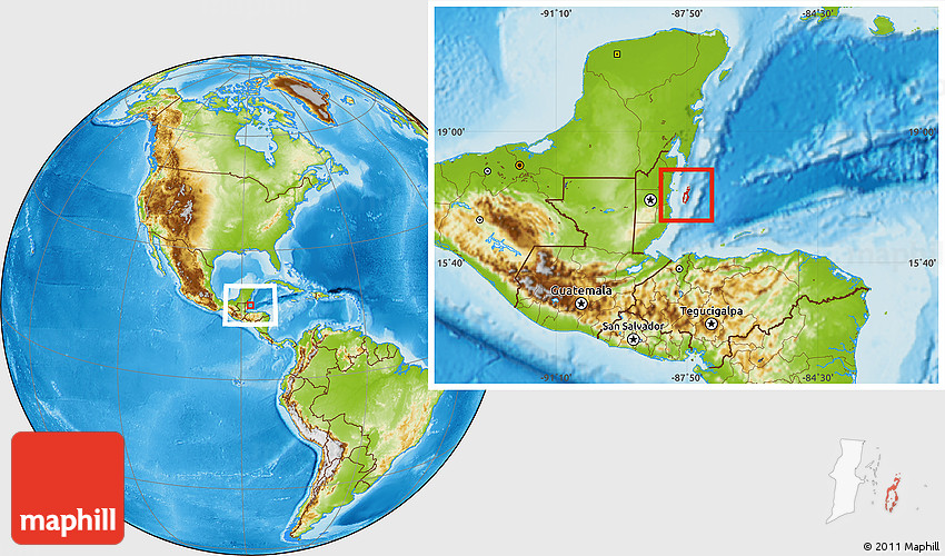 Physical Location Map of Islas Turneffe