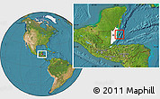 Satellite Location Map of Islas Turneffe, highlighted country, within the entire country