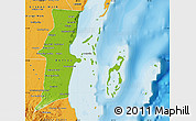 Physical Map of Belize, political outside