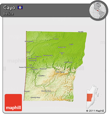 Physical 3D Map of Cayo, cropped outside