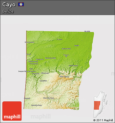 Physical 3D Map of Cayo, cropped outside
