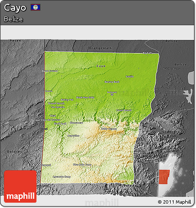 Physical 3D Map of Cayo, darken, desaturated