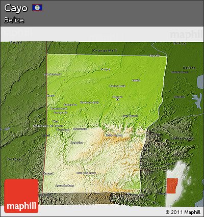 Physical 3D Map of Cayo, darken