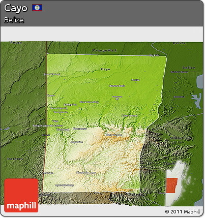 Physical 3D Map of Cayo, darken