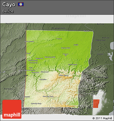 Physical 3D Map of Cayo, darken, semi-desaturated