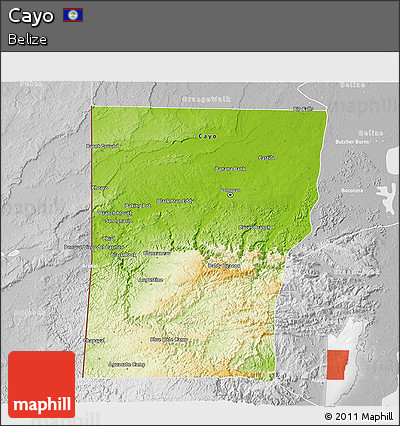 Physical 3D Map of Cayo, lighten, desaturated