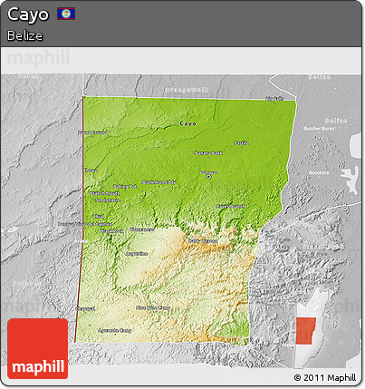 Physical 3D Map of Cayo, lighten, desaturated