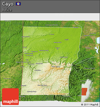 Physical 3D Map of Cayo, satellite outside