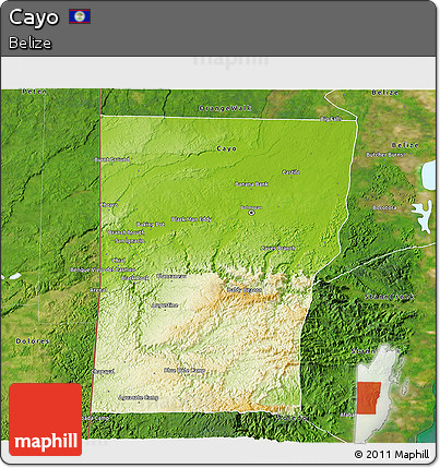 Physical 3D Map of Cayo, satellite outside