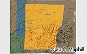 Political 3D Map of Cayo, darken, semi-desaturated