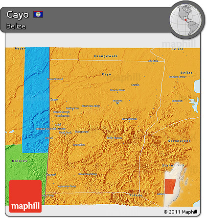 Political 3D Map of Cayo