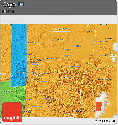 Political 3D Map of Cayo