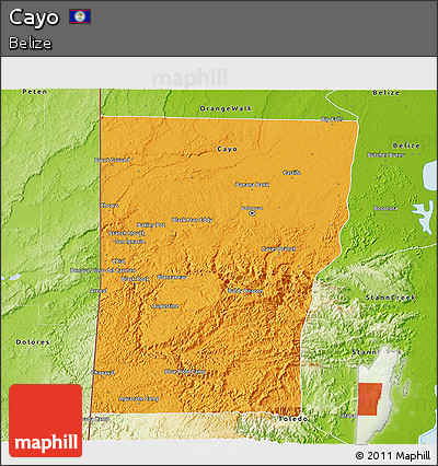 Political 3D Map of Cayo, physical outside