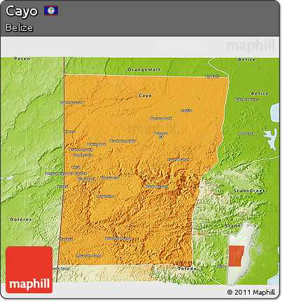Political 3D Map of Cayo, physical outside