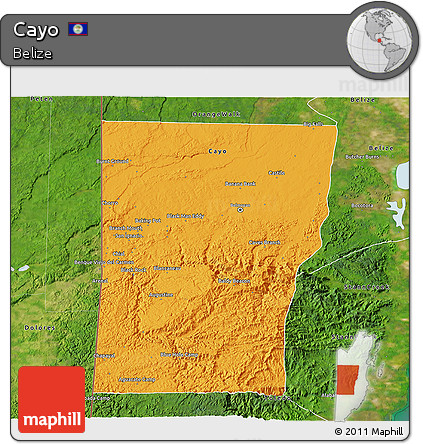 Political 3D Map of Cayo, satellite outside