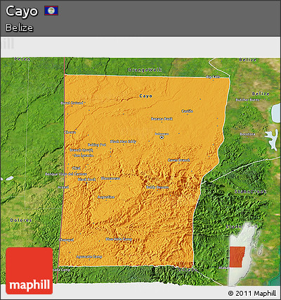 Political 3D Map of Cayo, satellite outside