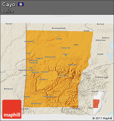 Political 3D Map of Cayo, shaded relief outside