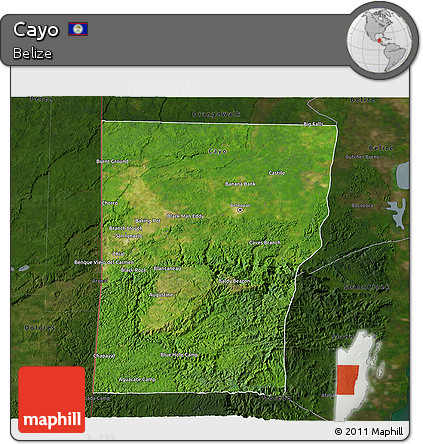 Satellite 3D Map of Cayo, darken
