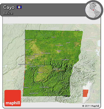 Satellite 3D Map of Cayo, lighten