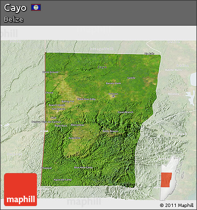 Satellite 3D Map of Cayo, lighten