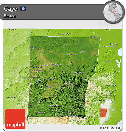 Satellite 3D Map of Cayo, physical outside