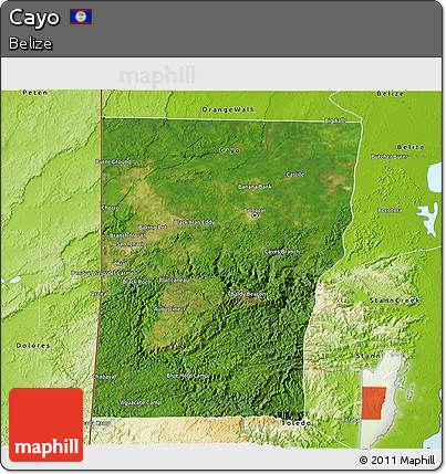 Satellite 3D Map of Cayo, physical outside