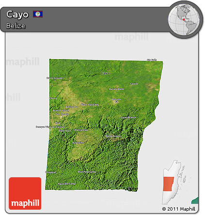 Satellite 3D Map of Cayo, single color outside