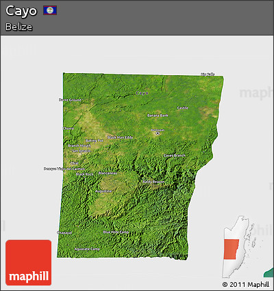 Satellite 3D Map of Cayo, single color outside