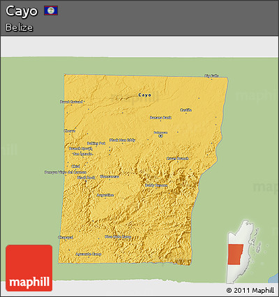 Savanna Style 3D Map of Cayo, single color outside