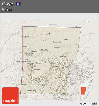 Shaded Relief 3D Map of Cayo, lighten