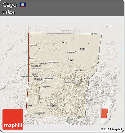 Shaded Relief 3D Map of Cayo, lighten